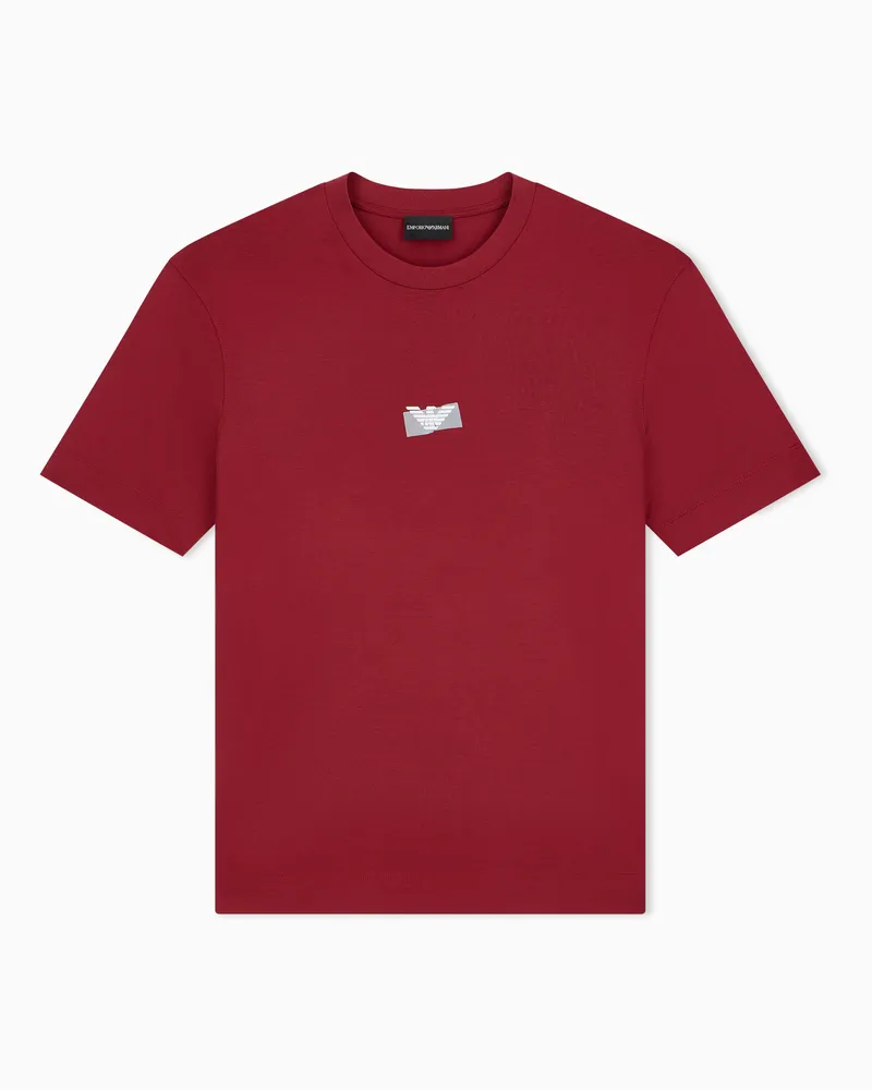 Emporio Armani Regular Fit T-Shirt aus Lyocell- und Baumwolljersey Rot