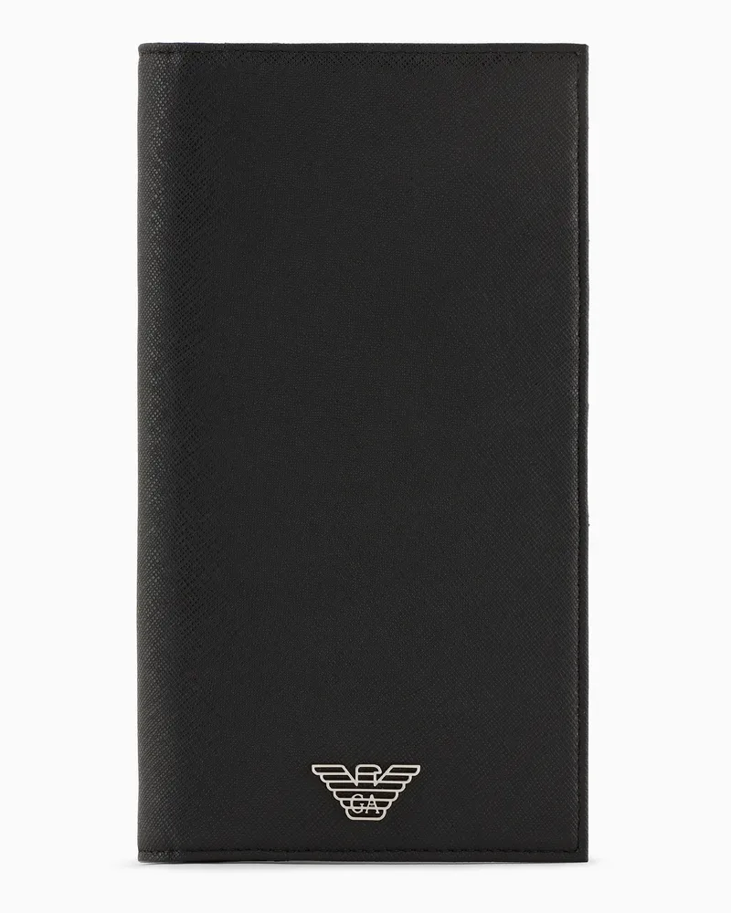 Emporio Armani ASV Yen-Halter aus aufbereitetem Saffiano-Leder mit Adler-Plakette Schwarz