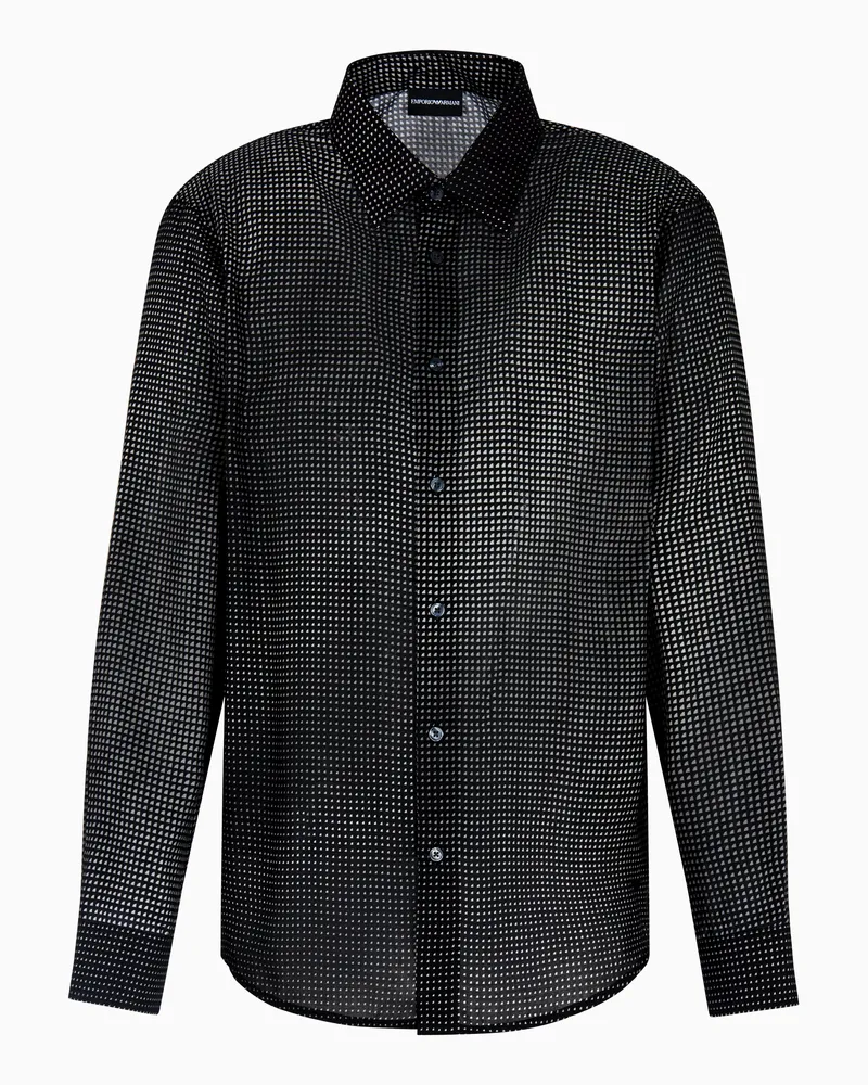 Emporio Armani ASV Hemd aus Lyocell mit gemustertem Allover-Mikro-Print Schwarz