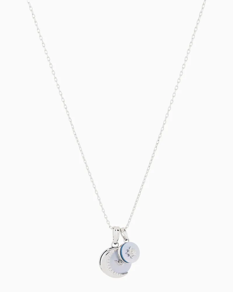 Emporio Armani Halskette mit Anhänger aus silberfarbenem Perlmutt Mehrfarbig