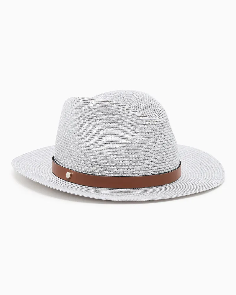 Emporio Armani Fedora hat in woven raffia Grau