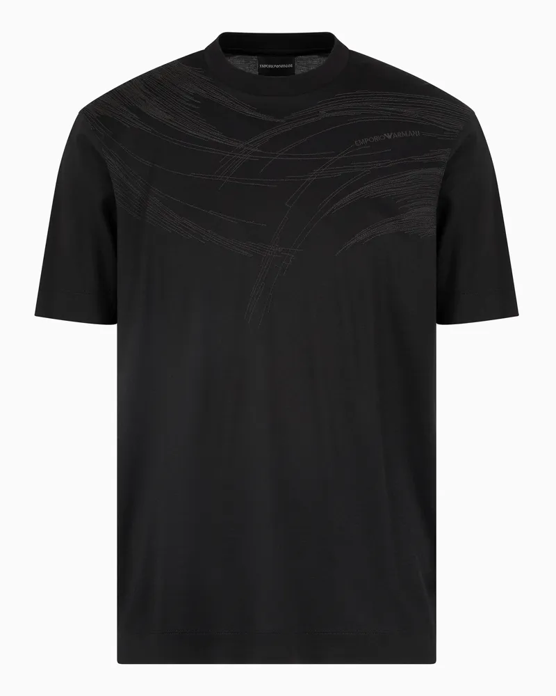 Emporio Armani ASV T-Shirt aus einer Jersey-Lyocell-Mischung mit Stepp-Stickerei Schwarz
