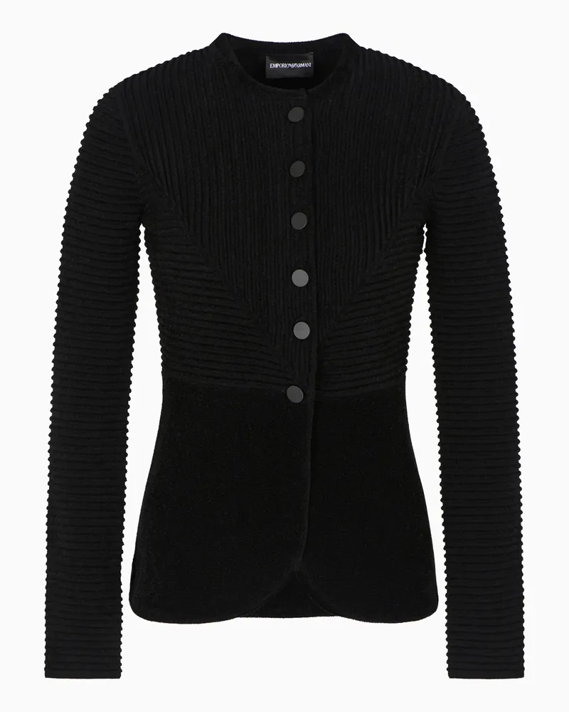 Emporio Armani Ottoman-Chenille-Jacke Schwarz