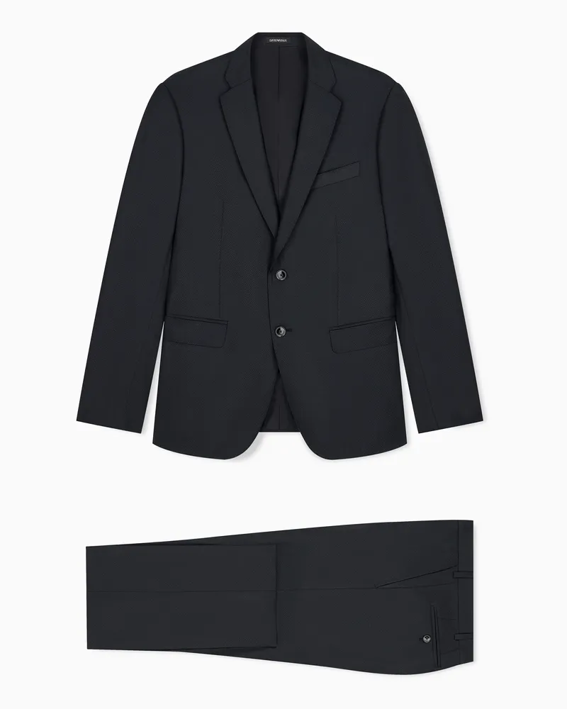 Emporio Armani Anzug aus Schurwolle und Seide mit Jacquard-Mikromuster Braun