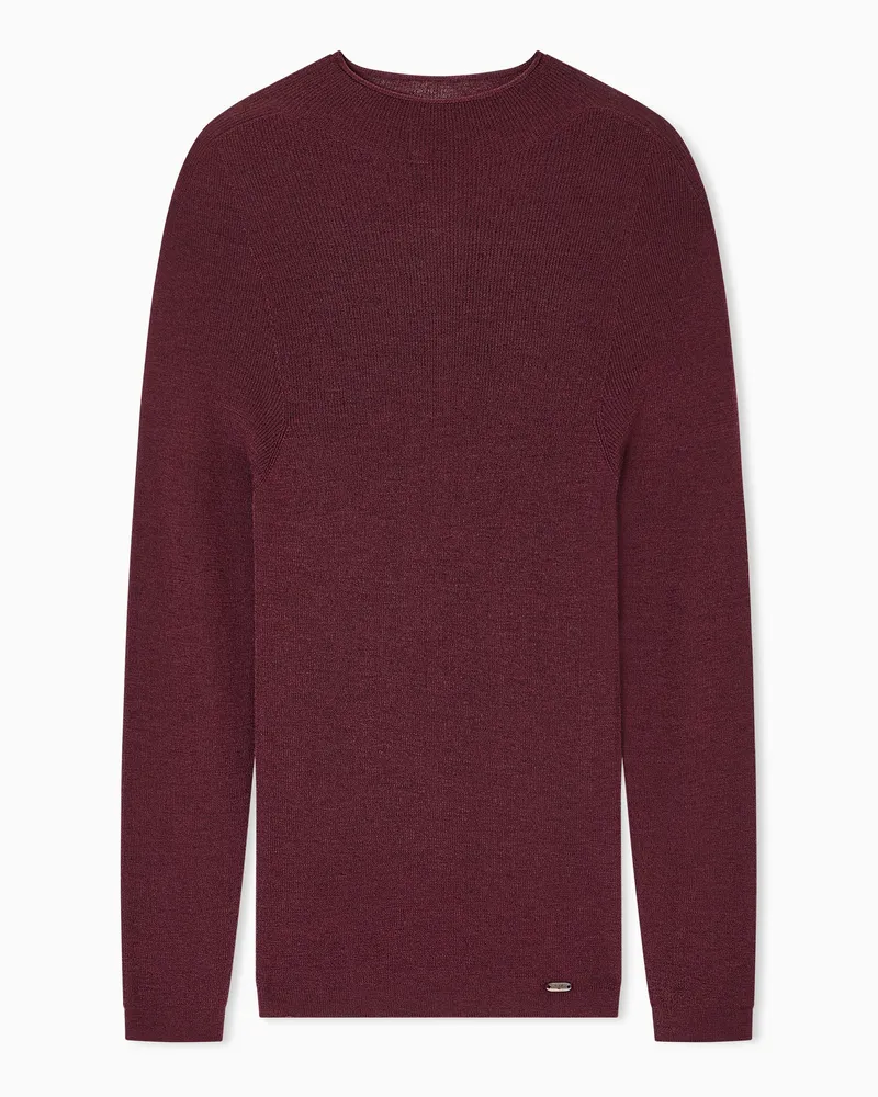 Emporio Armani Rollkragenpullover aus Schurwoll-Mischung aus der Polygon-Sonderkollektion Burgunderrot