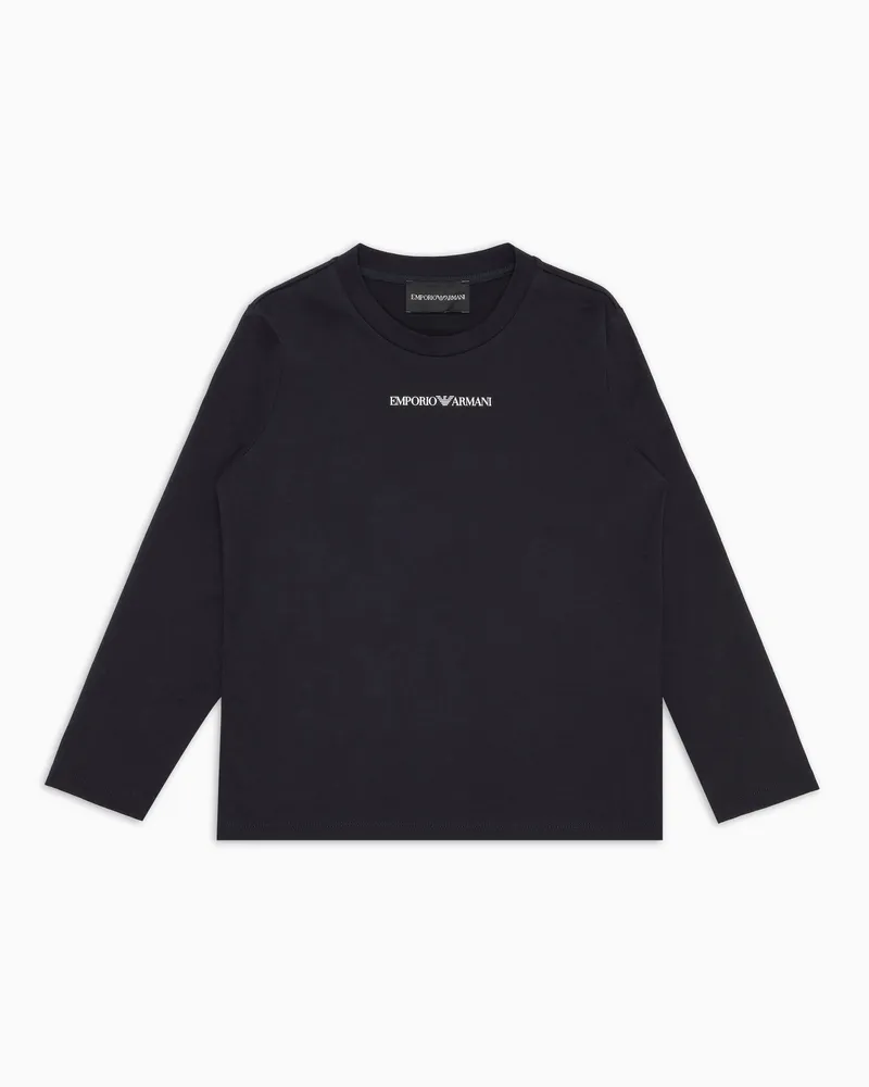 Emporio Armani Pullover aus Jersey mit Logo Marineblau