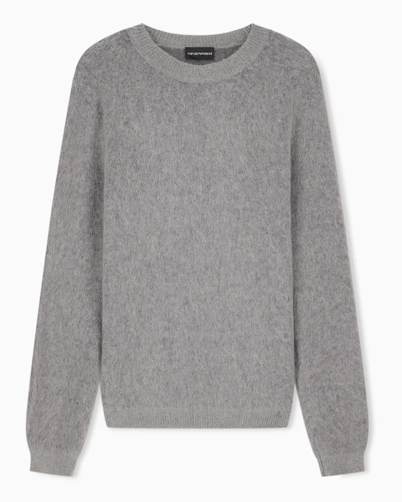 Emporio Armani Gebürsteter Strickpullover aus Schurwolle und Mohair Grau