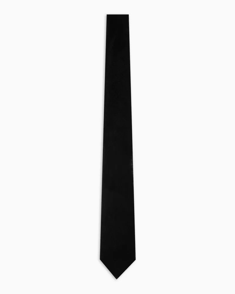 Emporio Armani Krawatte aus glattem Samt Schwarz