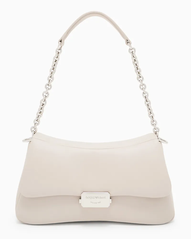 Emporio Armani Schultertasche aus weichem Leder Beige