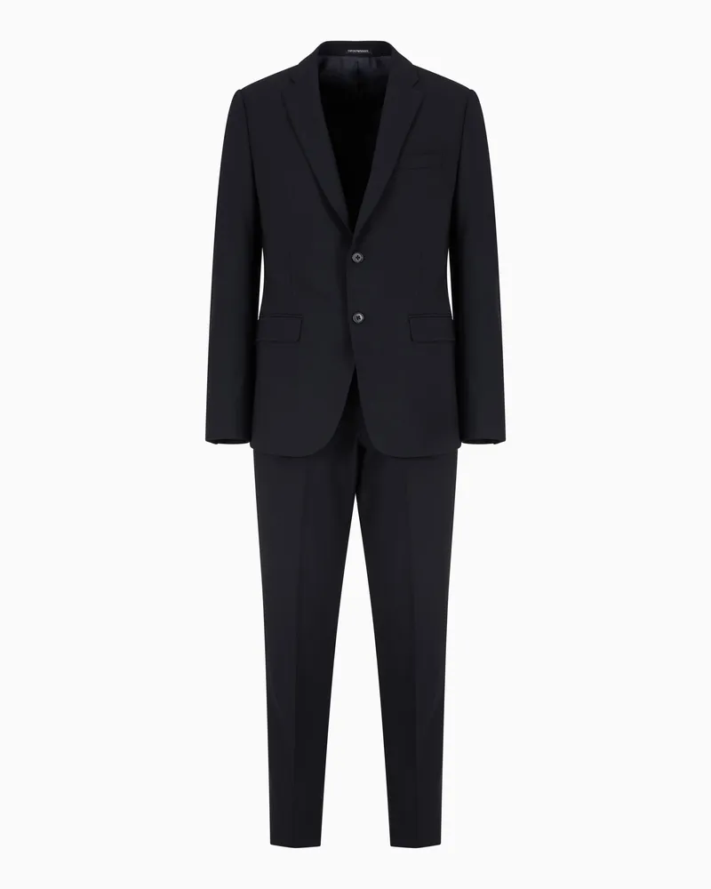 Emporio Armani Einreihiger Anzug in Slim Fit aus Bi-Stretch-Schurwollgewebe Marineblau
