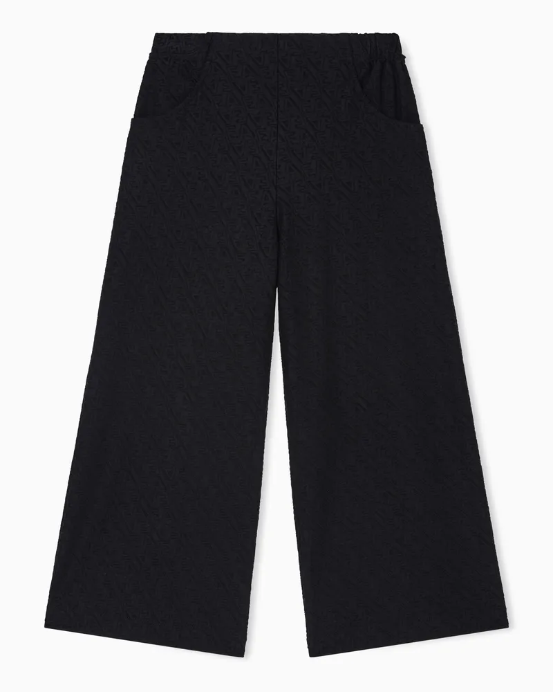 Emporio Armani Hose aus Interlock-Jersey mit Logo-Schriftzug in Jacquard-Stoff Marineblau