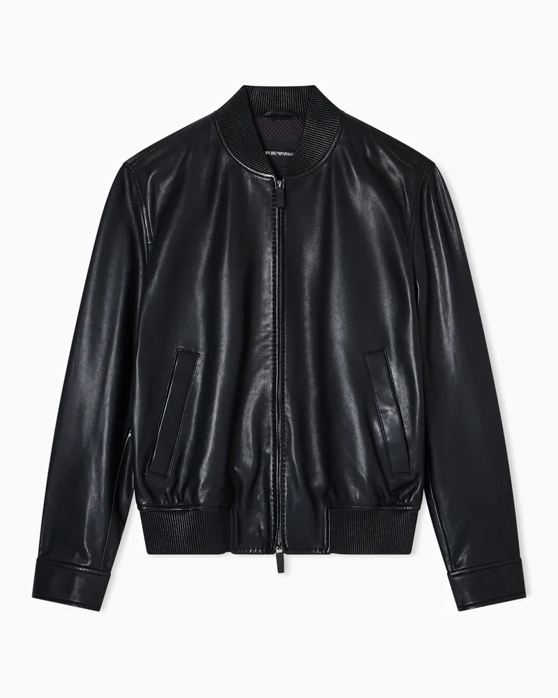 Emporio Armani Blouson aus Anilin-Lammnappaleder Schwarz