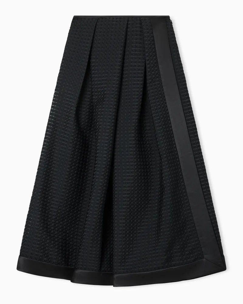 Emporio Armani Long skirt in 3D vichy effect jacquard fabric Schwarz