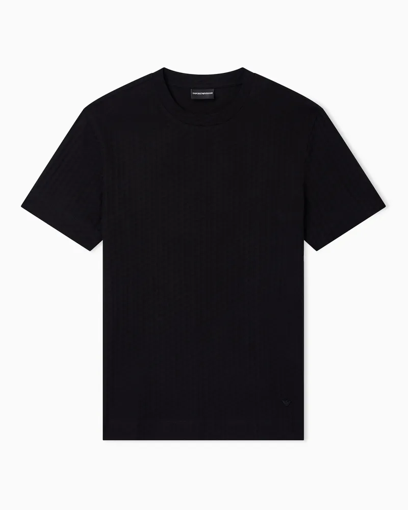 Emporio Armani ASV T-Shirt aus Jersey in Jacquard-Stoff-Verarbeitung Schwarz