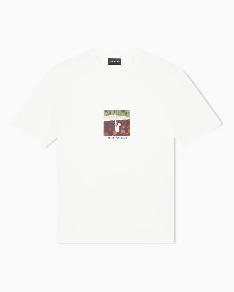 Emporio Armani T-Shirt im Regular Fit aus Baumwolljersey und Lyocell Weiß