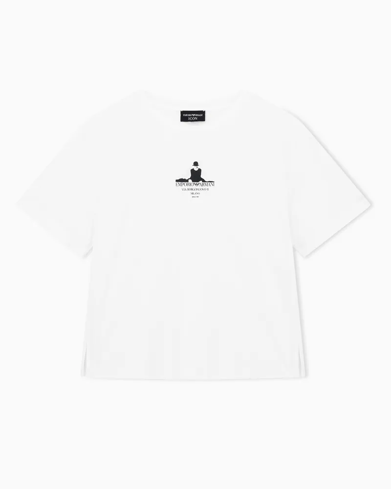 Emporio Armani Leichtes ASV Icon T-Shirt aus Jersey mit Print Weiß