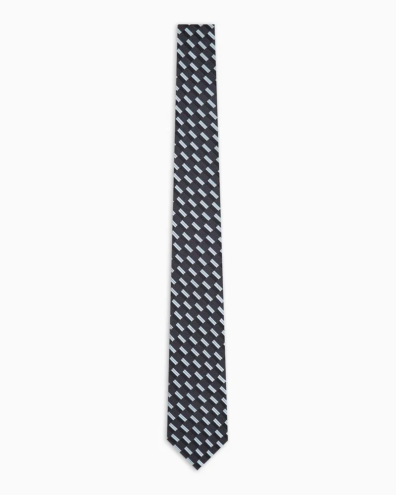 Emporio Armani Krawatte aus reiner Seide mit Jacquardmotiv Marineblau