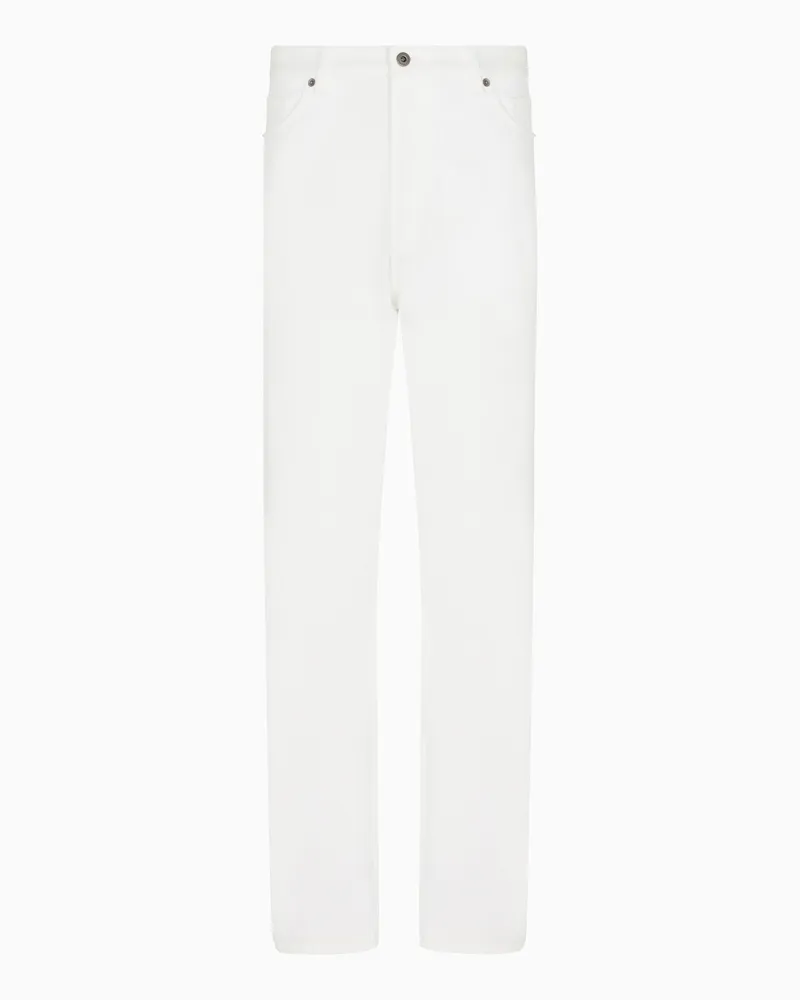 Emporio Armani ASV Icon Five-Pocket-Hose aus elastischem Bio-Gabardine-Crêpe Weiß