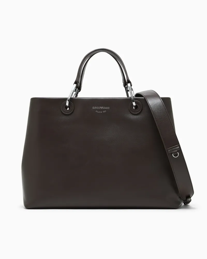 Emporio Armani Shoppingtasche aus weichem Leder Braun