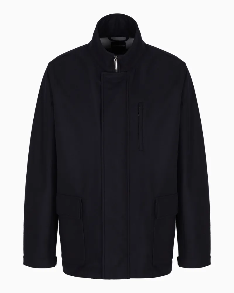 Emporio Armani Cabanjacke aus Woll-Jersey mit durchgehendem Reißverschluss Grau
