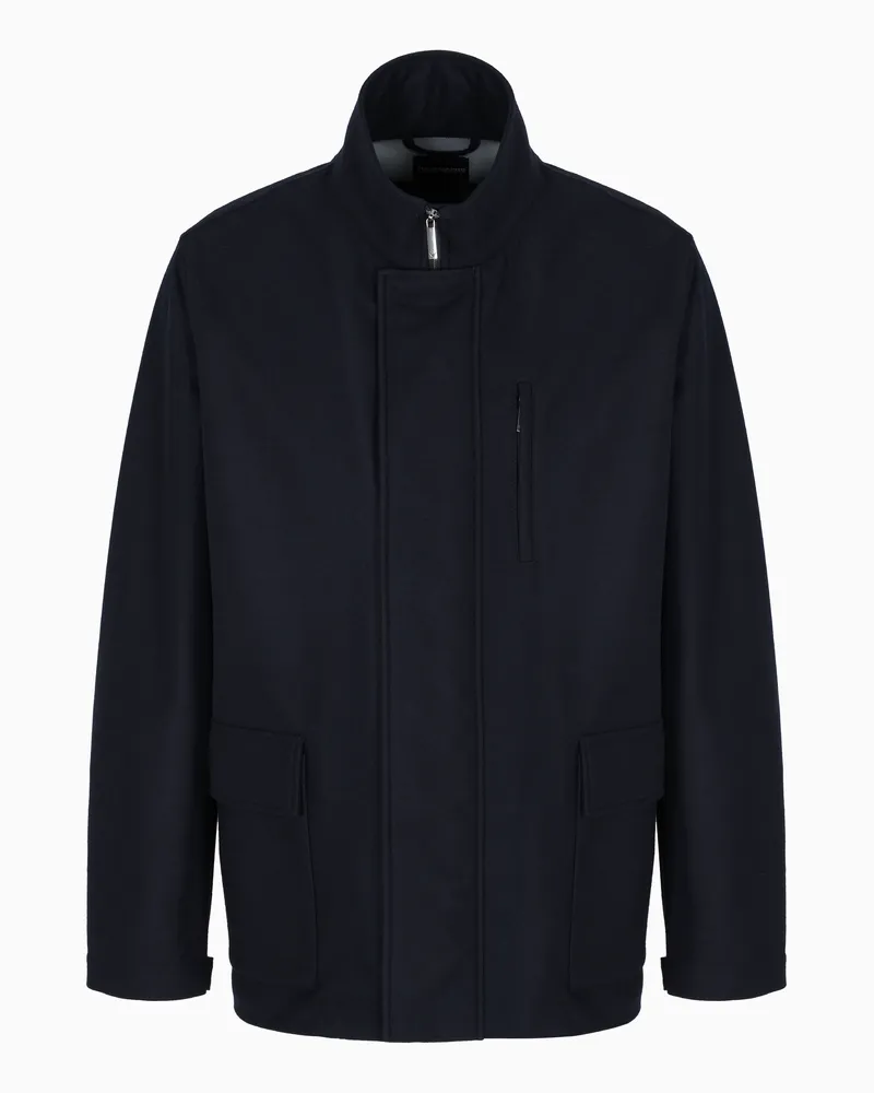 Emporio Armani Cabanjacke aus Woll-Jersey mit durchgehendem Reißverschluss Grau