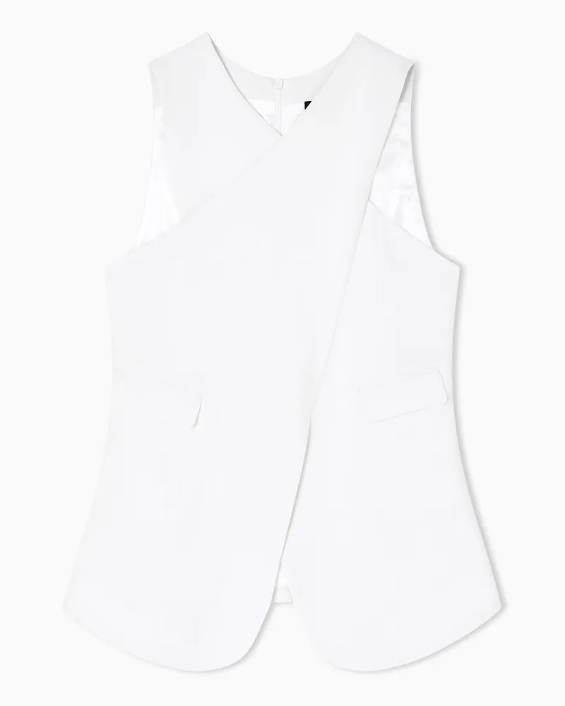 Emporio Armani Top aus elastischem Sablé-Stoff mit Überkreuzung Beige