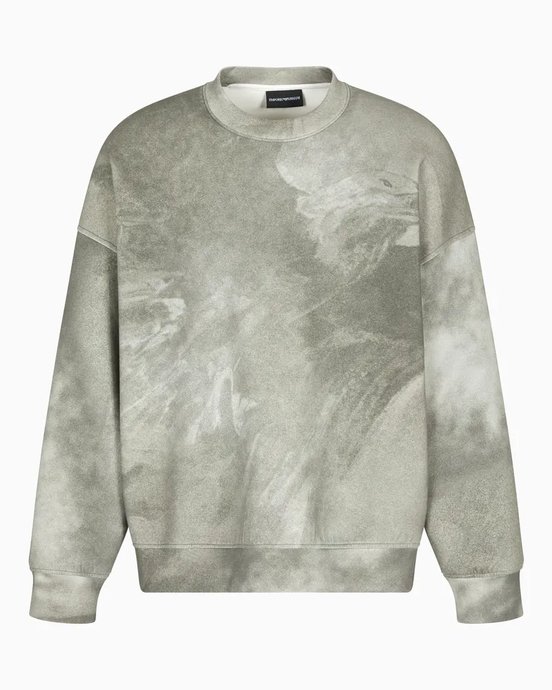 Emporio Armani ASV Sweatshirt aus doppellagigem Jersey mit großem Adler-Print Gemustert