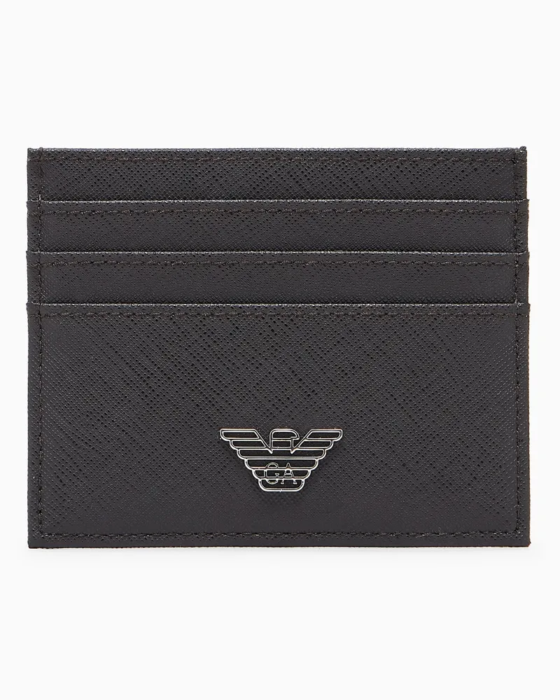 Emporio Armani ASV Kartenetui aus neu aufbereitetem Saffian-Leder Grau