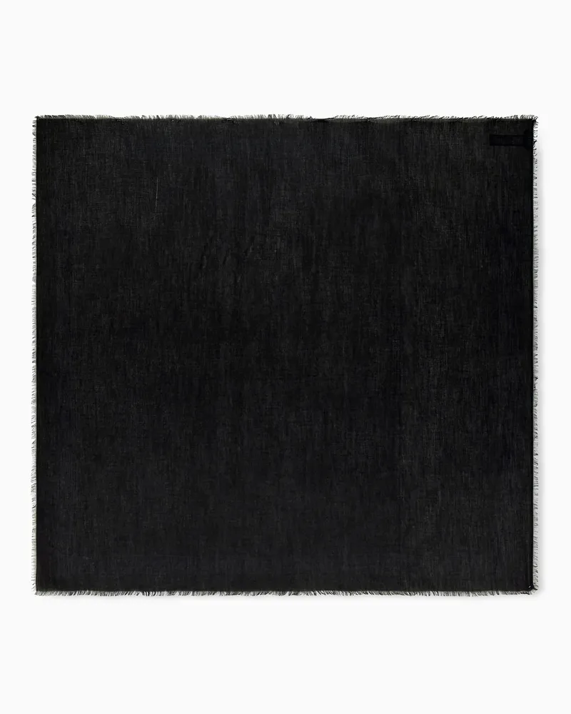 Emporio Armani Jacquardschal aus Viskose und Modal mit feinen Fransen Schwarz
