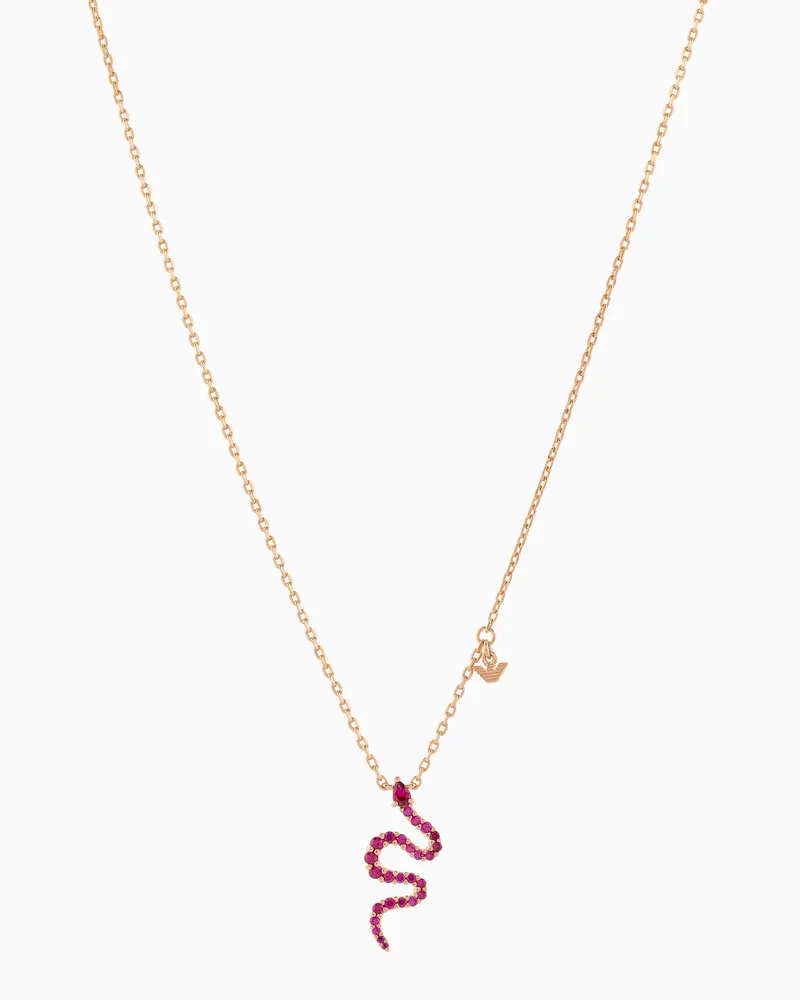 Emporio Armani Kette aus 14-karätig rosé vergoldetem Sterlingsilber mit Anhänger Mehrfarbig