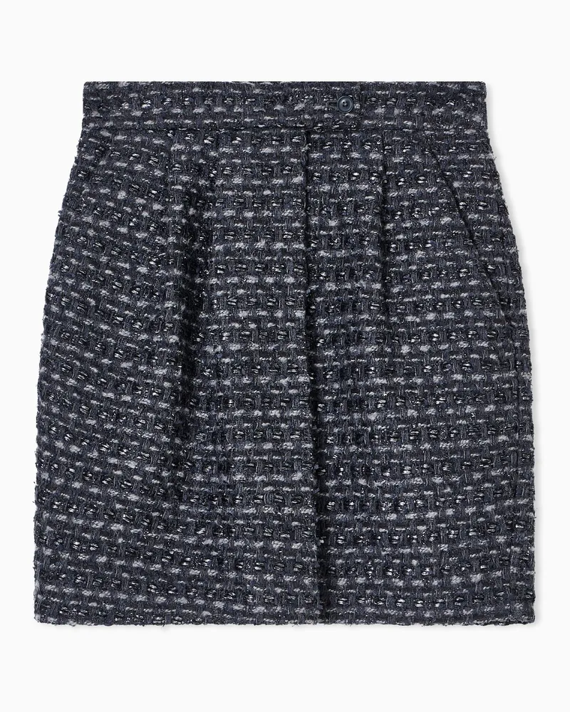 Emporio Armani Faltenrock aus Lurex-Tweed aus einem Wollgemisch Grau