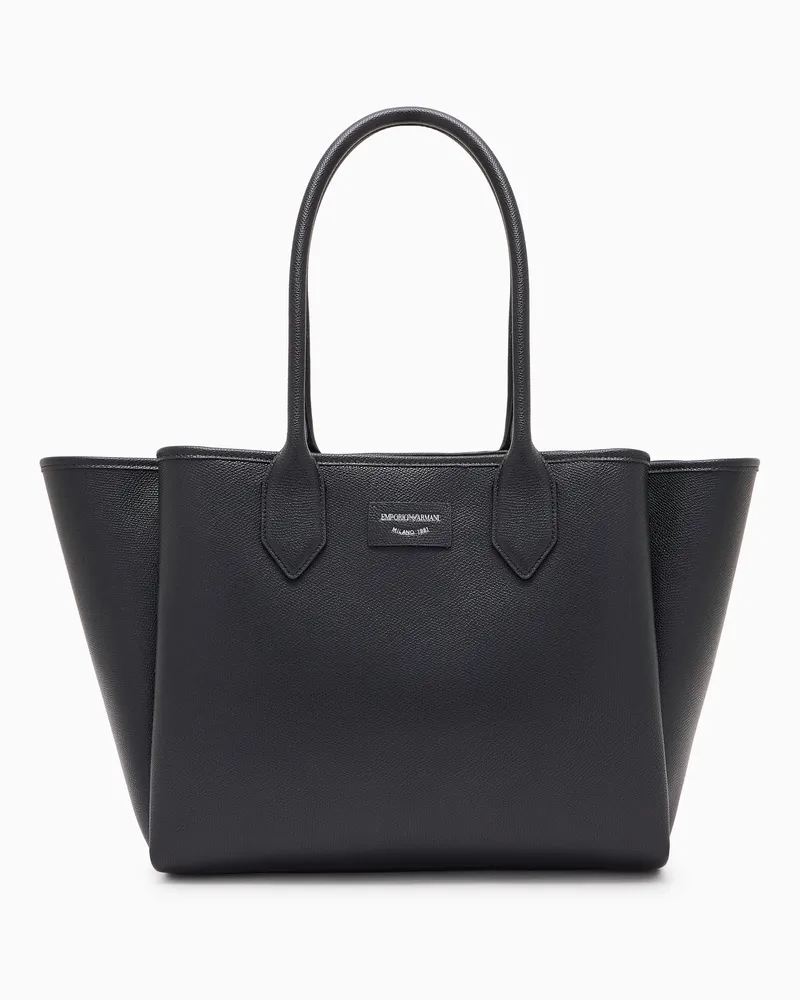 Emporio Armani Großer Shopper mit strukturiertem Finish Schwarz