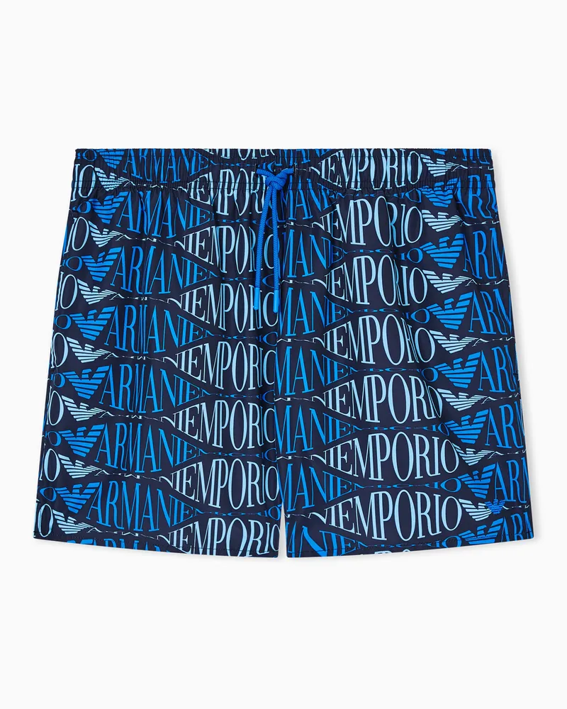 Emporio Armani Badeshorts mit Makro-Allover-Logo Blau