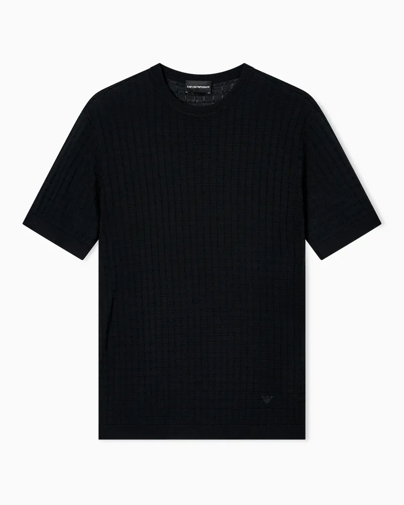 Emporio Armani ASV Pullover aus Lyocell-Mischung in Glatt- und Linksstrick Schwarz