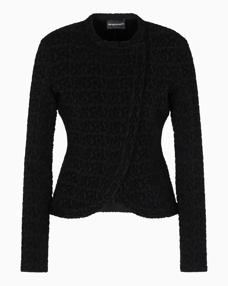 Emporio Armani Jacke mit dezentralem Verschluss, gefertigt aus Viskose-Jacquard-Stoff mit abstraktem Muster Schwarz