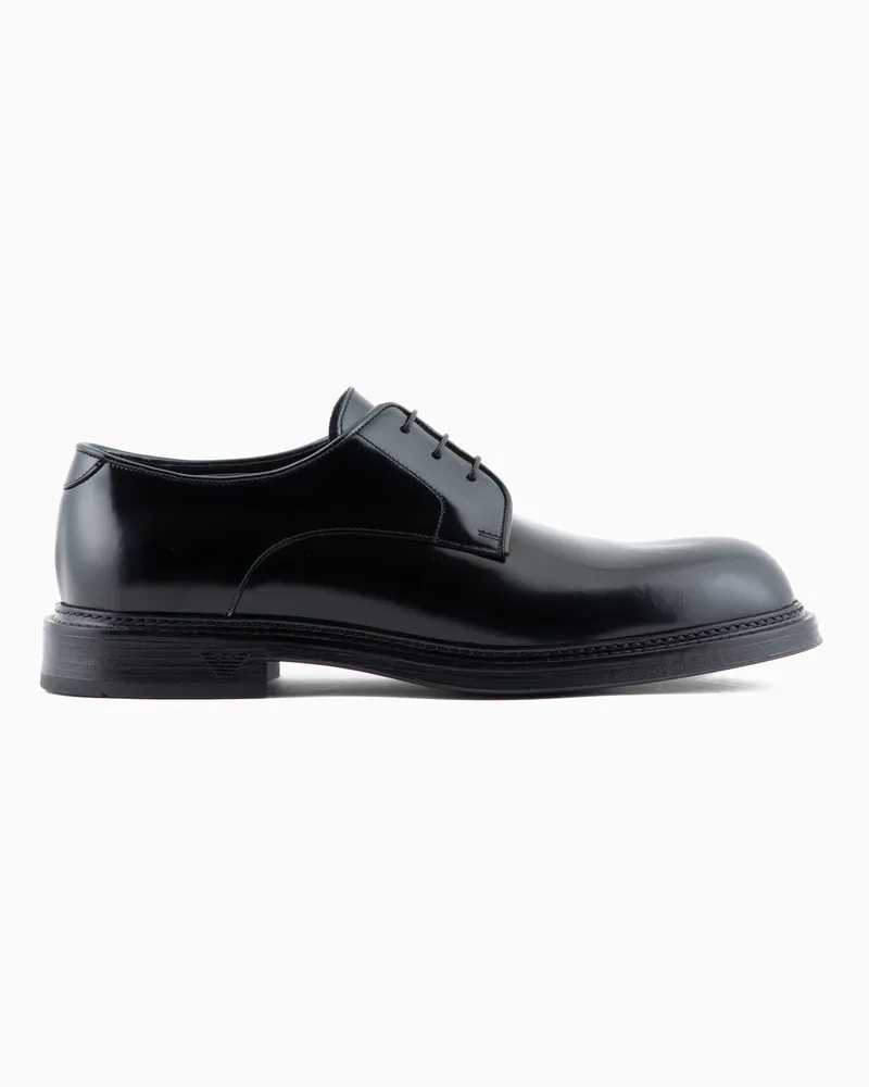 Emporio Armani Derby aus gebürstetem Leder Schwarz