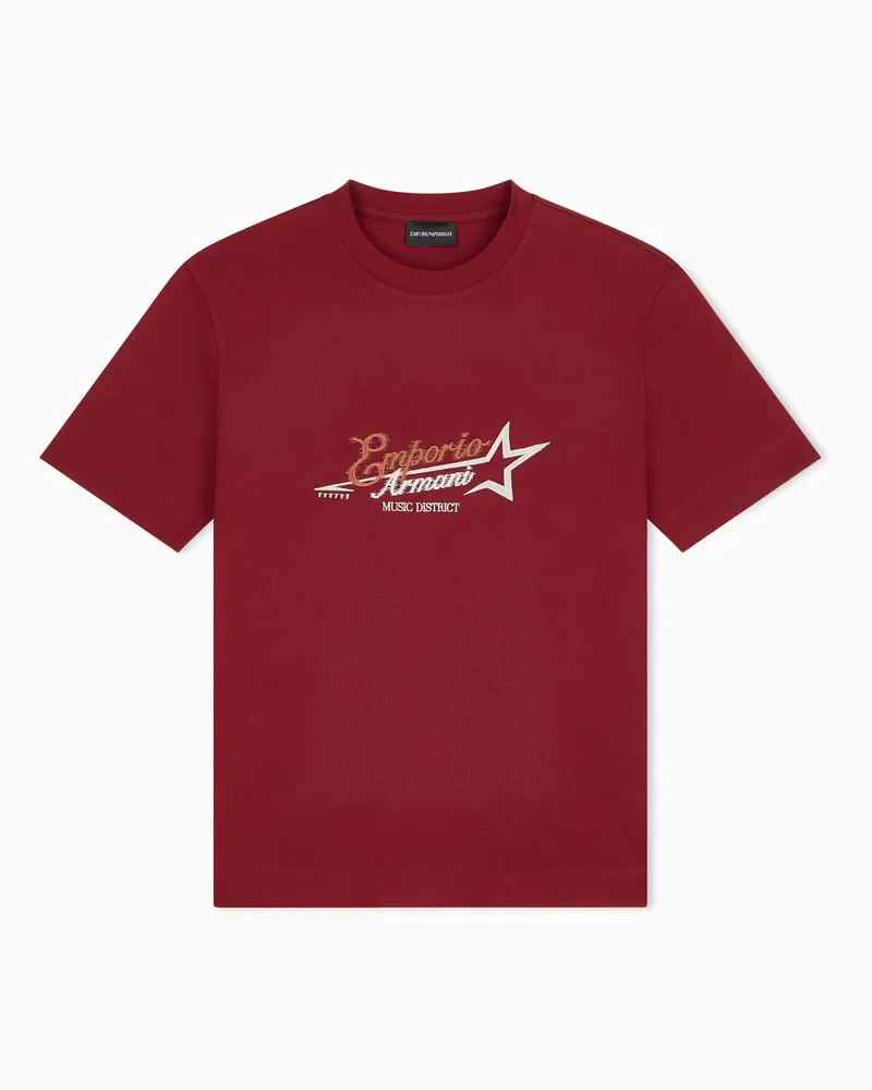 Emporio Armani T-Shirt Regular Fit aus schwerem Baumwolljersey Rot