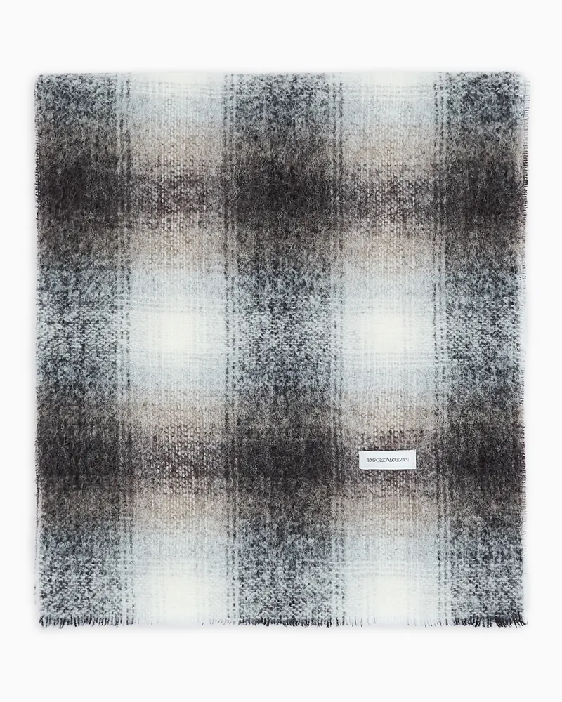 Emporio Armani Schal aus Wollmischung mit Karomuster Beige