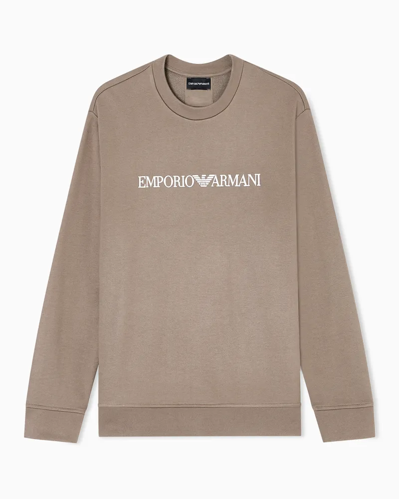 Emporio Armani Sweatshirt aus Modalmischung mit Logo-Print Beige