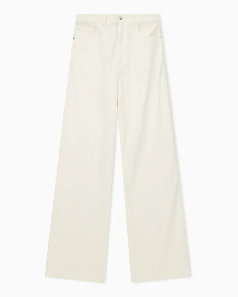 Emporio Armani 5-Pocket-Hose aus stückgefärbtem Cord mit weitem Bein Weiß