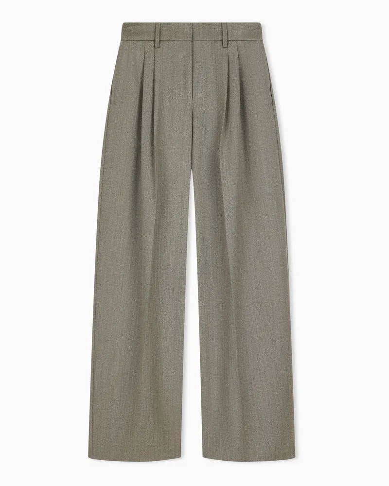 Emporio Armani Wide-Leg-Hose aus Schurwolle Beige
