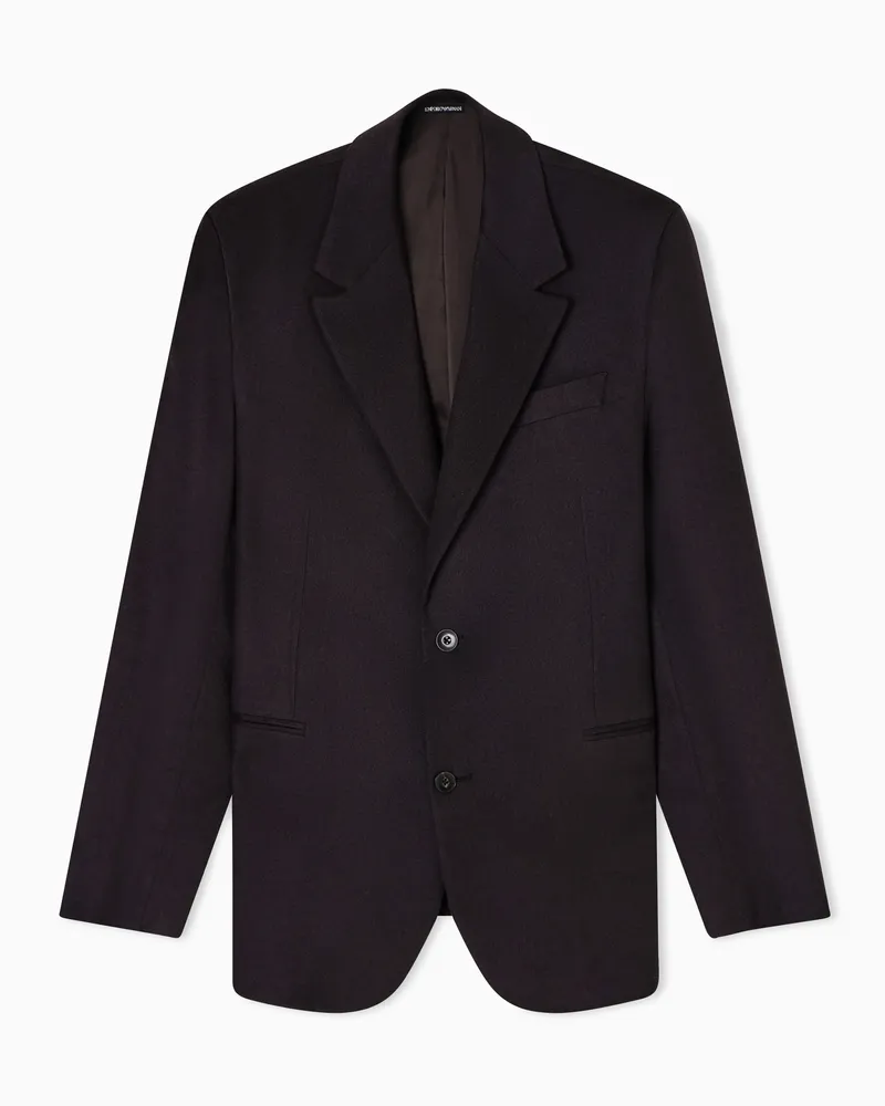 Emporio Armani Einreihiges Sakko aus reinem, gekämmtem mongolischem Kaschmir Braun