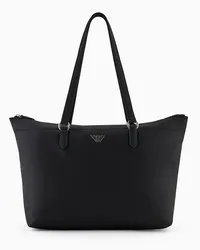 Emporio Armani Asv Shopper aus Recyceltem Nylon mit Adler-plakette Tiefschwarz