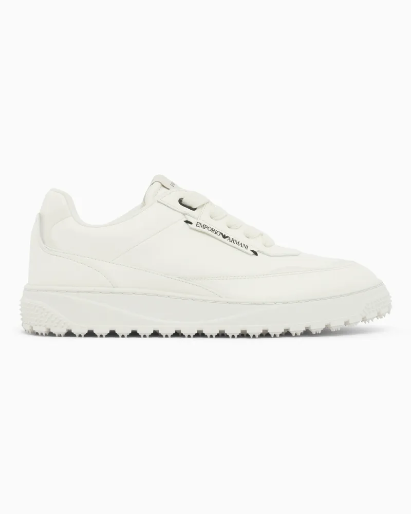 Emporio Armani Sneaker mit Ledereinsätzen und profilierter Gummisohle Weiß