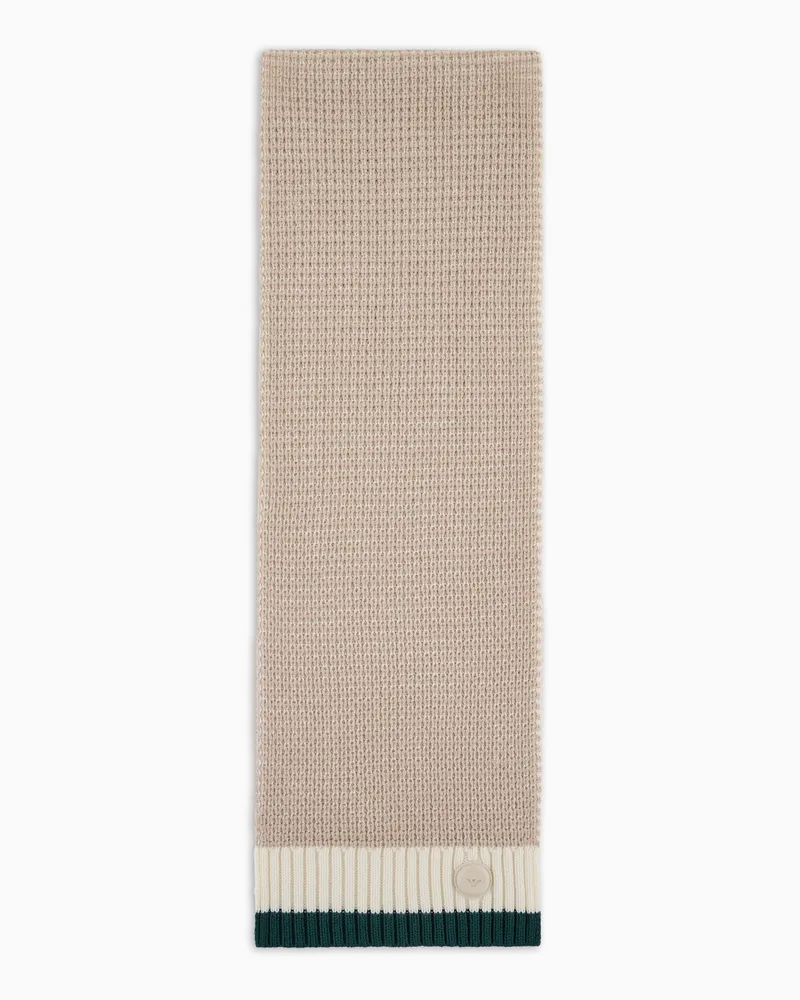 Emporio Armani Schal aus einer Woll-Mischung mit gemischter Maschenstruktur Beige
