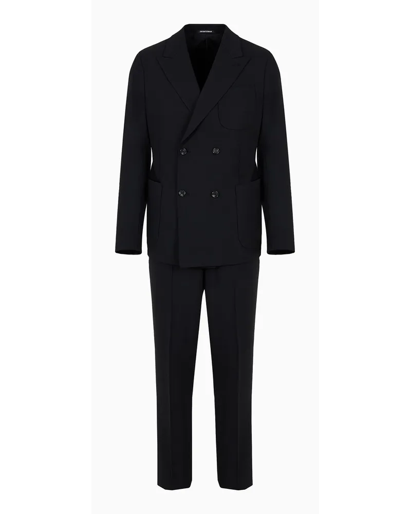 Emporio Armani Doppelreihiger Anzug aus Bi-stretch-schurwollgewebe Schwarz