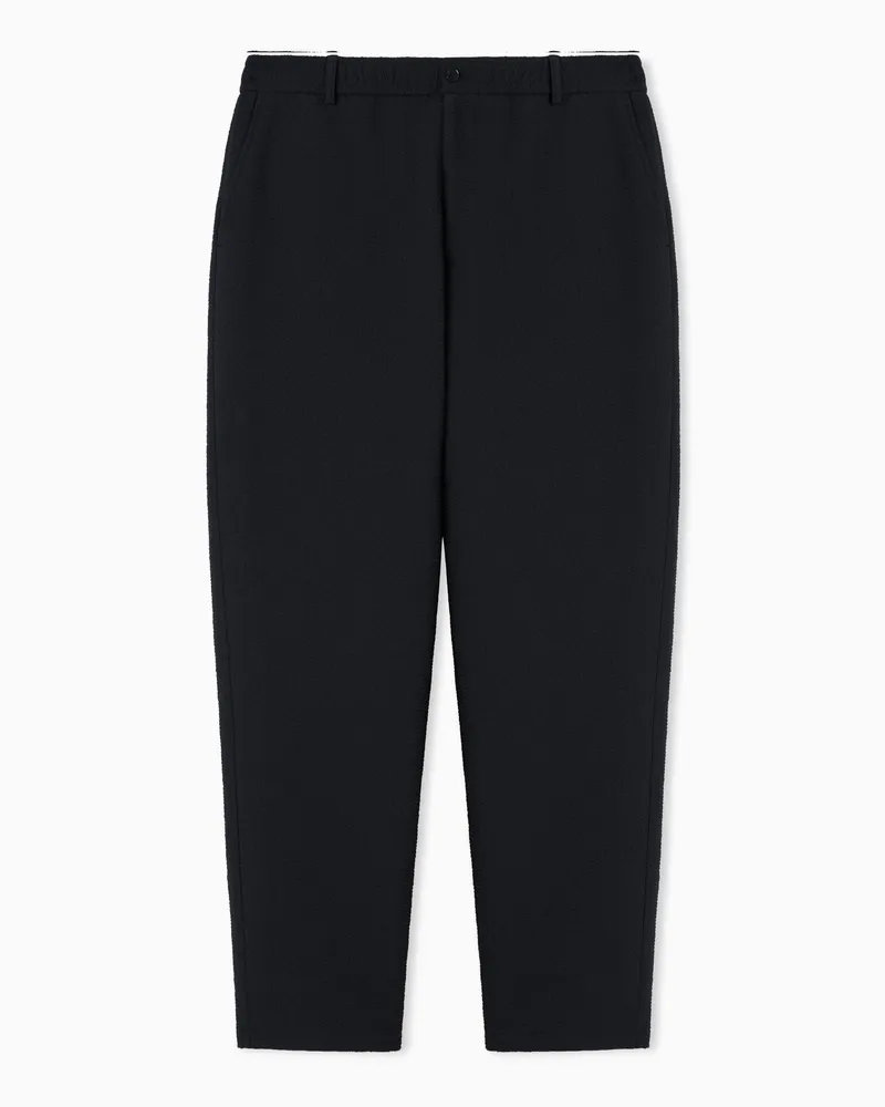 Emporio Armani Icon Hose aus Stoff mit angedeuteter Waffelprägung Marineblau