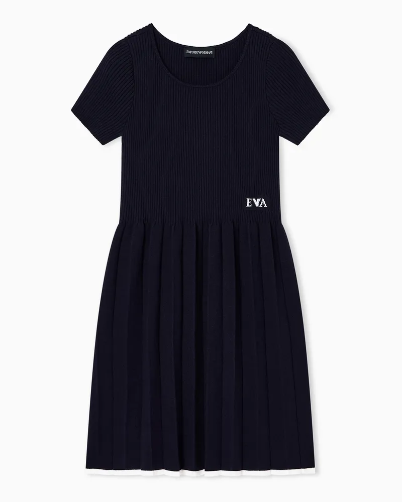 Emporio Armani Geripptes Strickkleid Marineblau