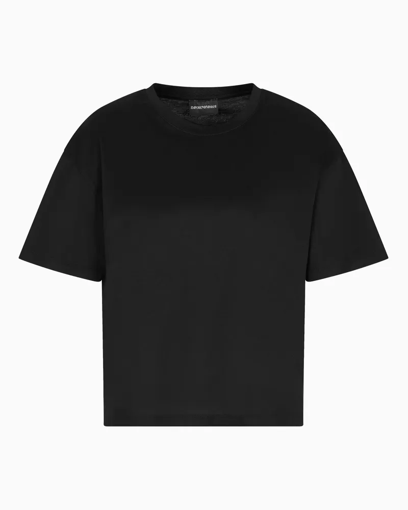 Emporio Armani ASV T-Shirt aus merzerisiertem Jersey aus der Travel Essential Sonderkollektion Schwarz