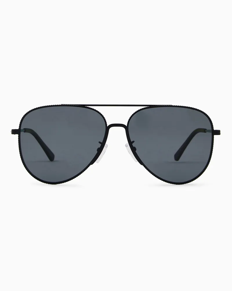 Emporio Armani Sonnenbrille mit Pilotenfassung für Herren Asian fit Schwarz